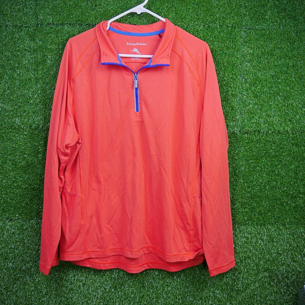 Tommy Bahama Salmon Coral Long Sleeve 1/4 Zip Pullover - Men's Size XL